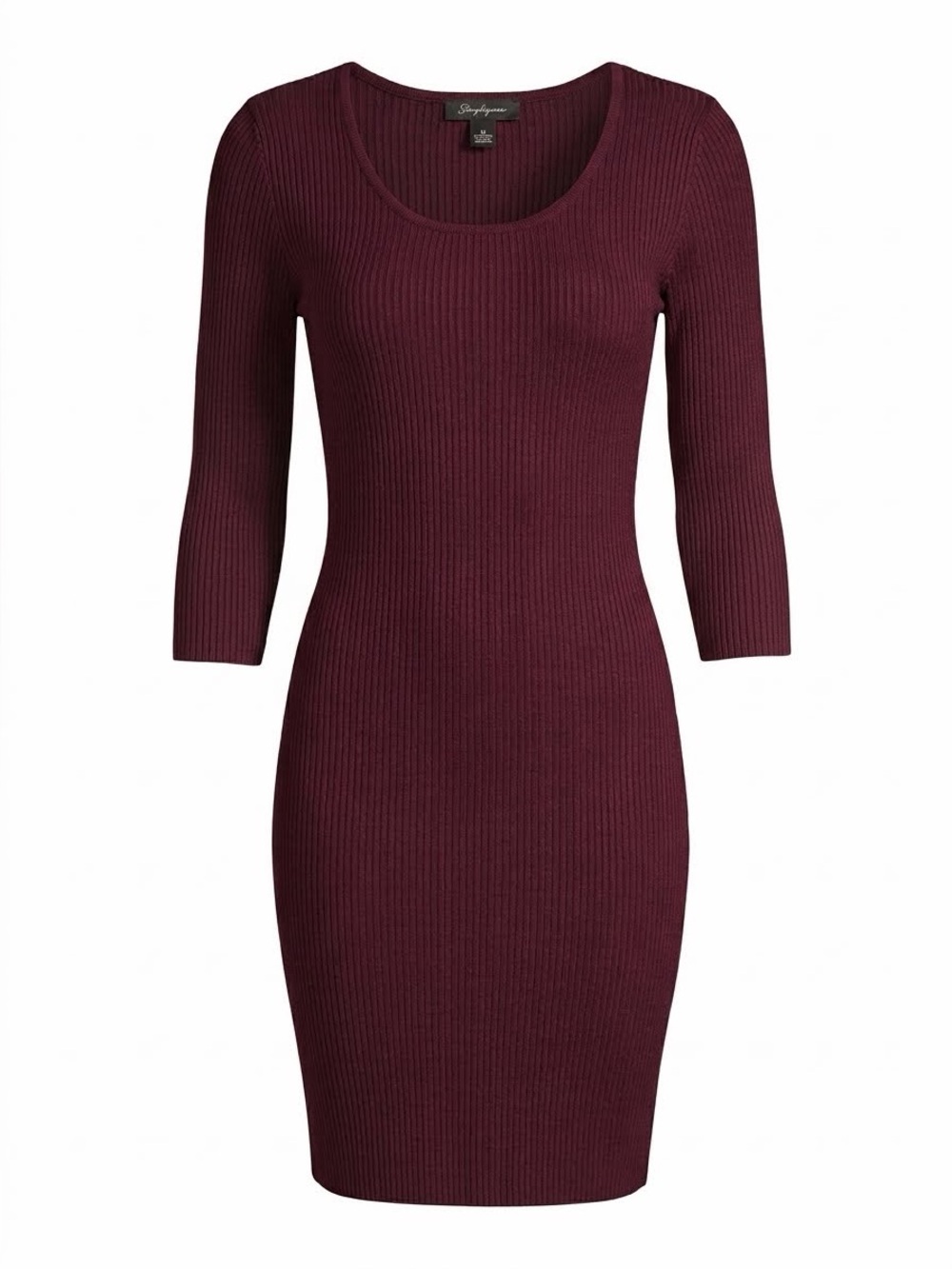 Streetwear Society Burgundy Ribbed Knit Bodycon Dress • Small